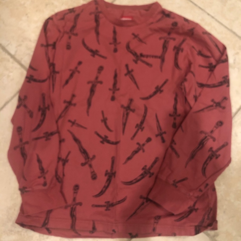 Supreme swords pattern long sleeve shirt